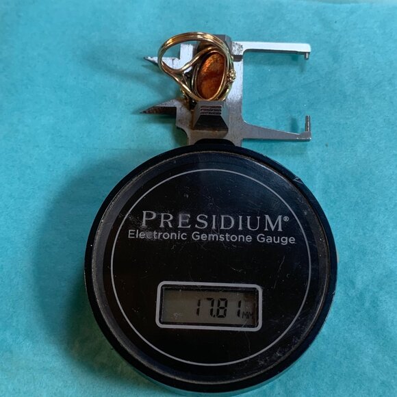 Handmade 14KY Gold Feldspar Sunstone Ring Split Shank Beaded Scroll Design SZ 6 - Picture 9 of 10